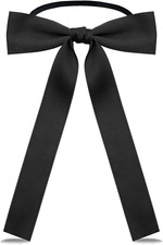 Western Ties for Men Women, Black Clip on Ribbon Bow Tie, Pre-Tied Colonel Strin
