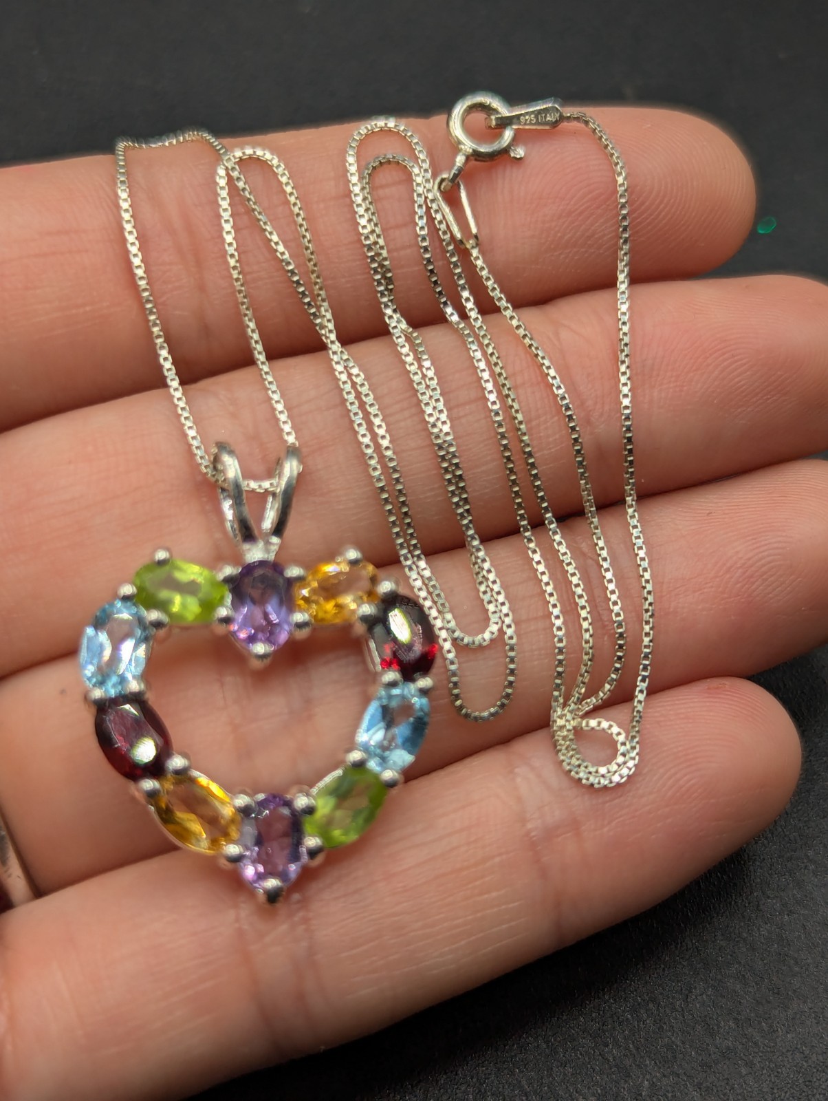 Sterling Silver Multicolor Multi Gemstone Open He… - image 8