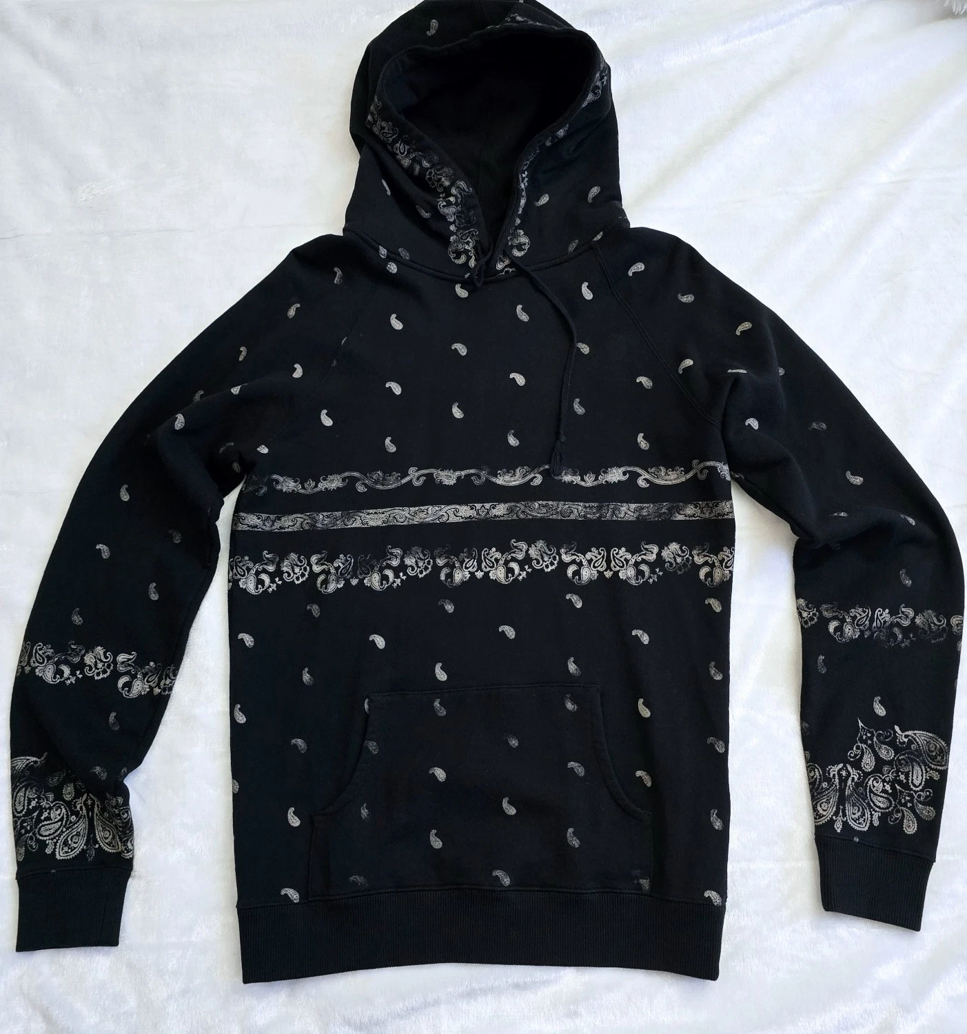 Saint Laurent — Saint Laurent Paisley Print Bandanna Hoodie Black | Size S | MSRP $890 | NWT