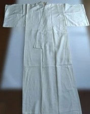 Boro Japanese Kimono Aged Textile Robe White Nagajuban Hand-sewn Kimono Japan