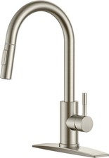 Kitchen Faucet with Pull Down Sprayer, Brushed Nickel High Arc Modern Classic