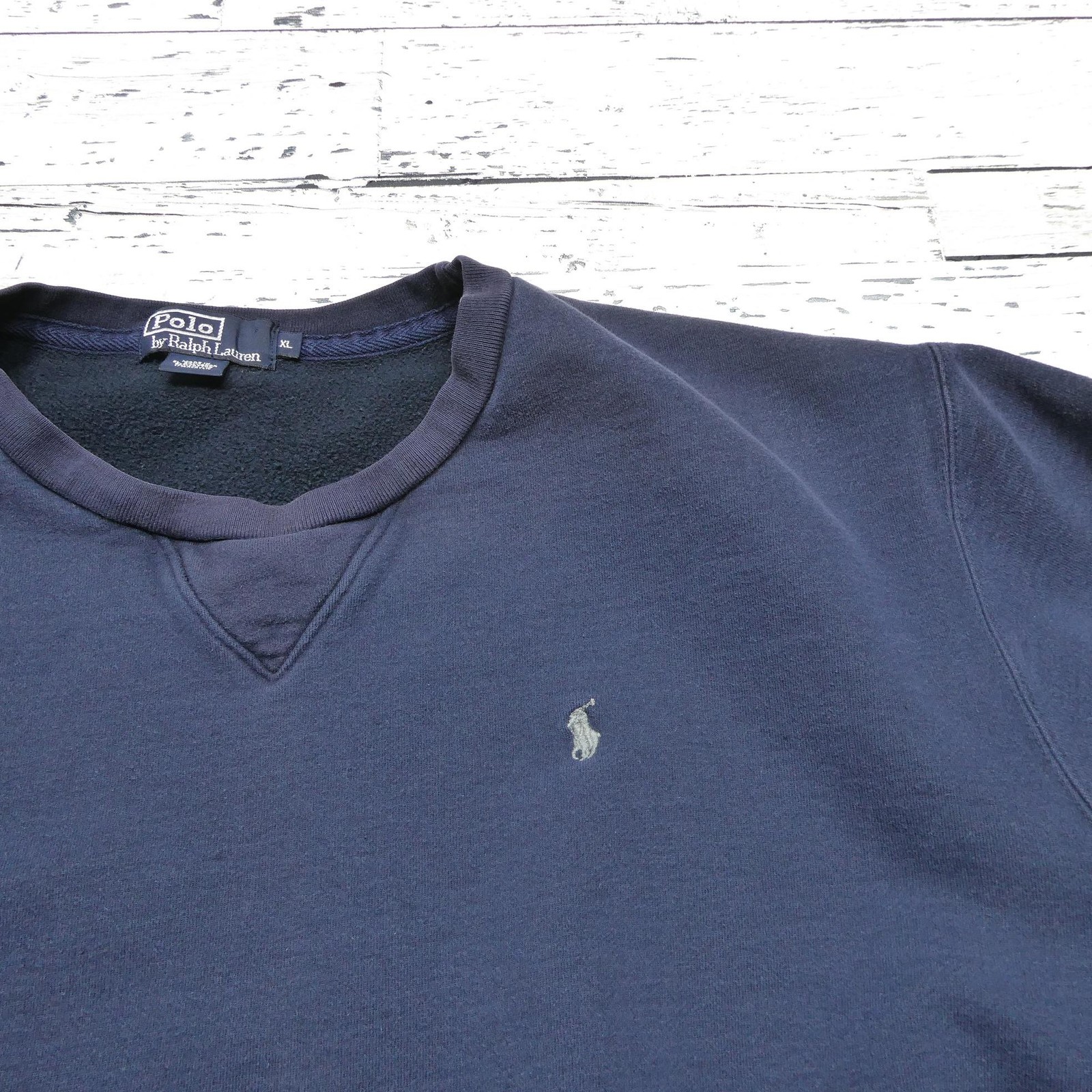 Polo by Ralph Lauren Sweatshirt Mens XL Navy Crewneck V Stitch Pony Logo Fleece