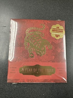 USPS Year Of The Tiger 12 Notecards W. Stamps & Envelopes