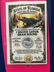 The Great State Of Florida Gator Alligator 1 Gram 1g Bar .999 fine silver Naples