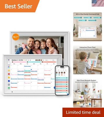 Digital Calendar, 10.1'' Electronic Calendar Chore Chart, Smart WiFi Touchscr...