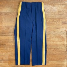 Vintage Mens Wool Military Pants Size 31 Waist 90s High Waist Blue Twill Striped
