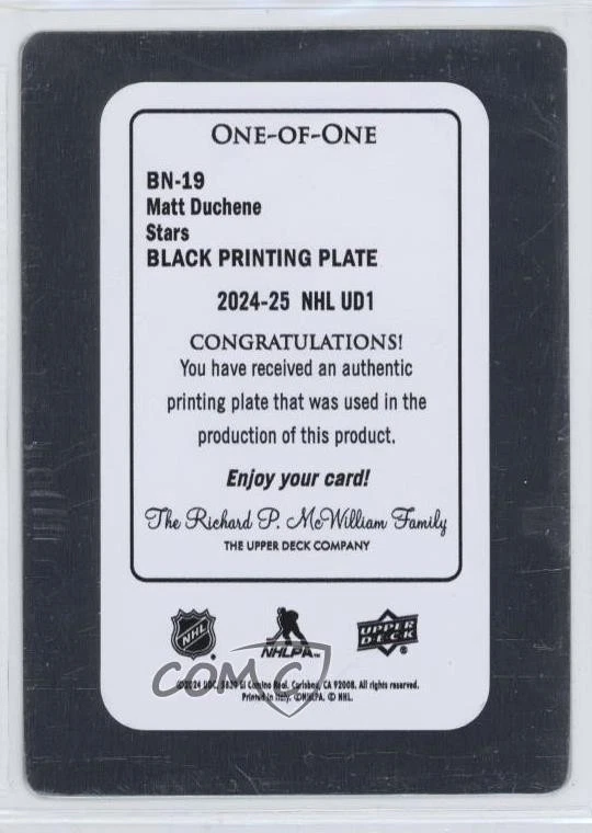 2024-25 Series 1 Breaking News Printing Plate Black 1/1 Matt Duchene #BN-19 1hz3 - Image 2 of 3