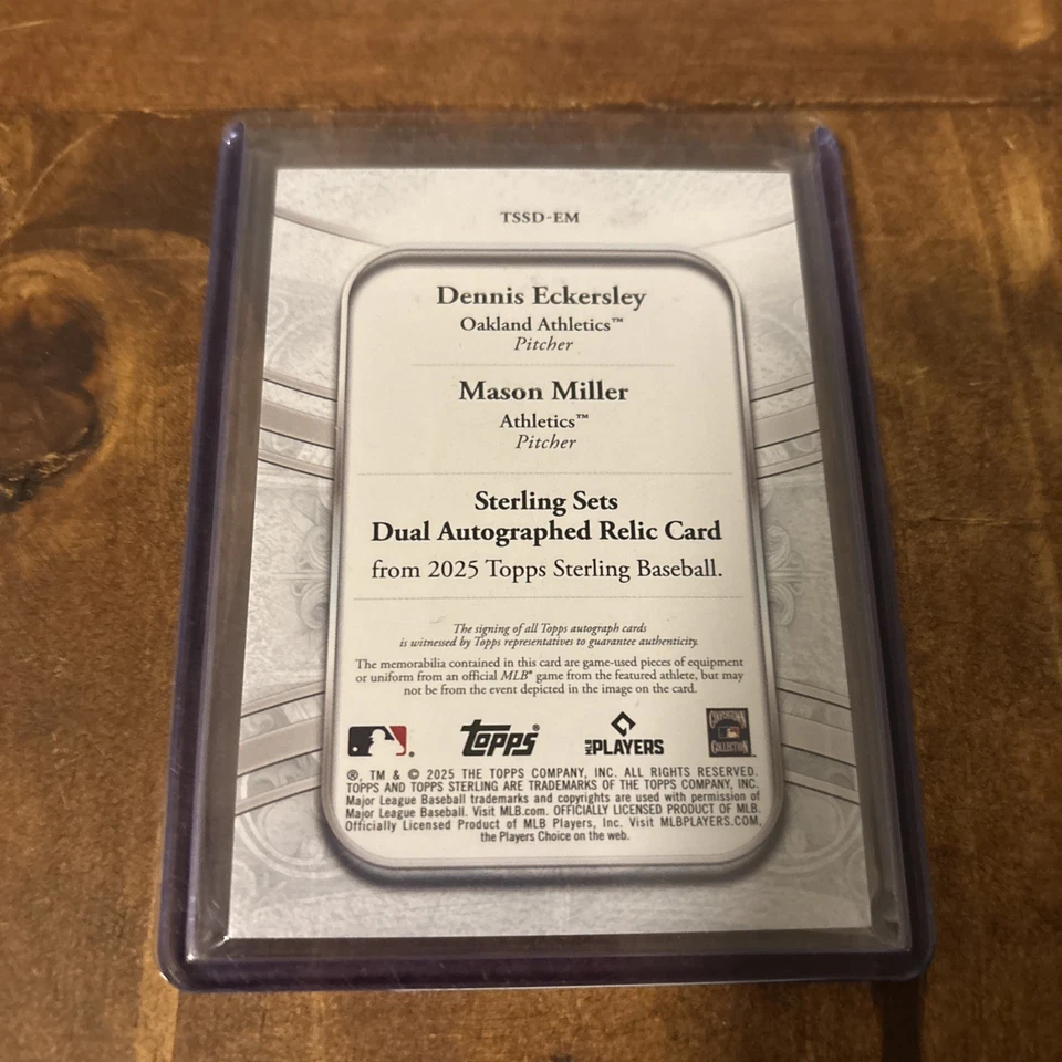 2025 Topps Sterling Dennis Eckersley Mason Miller Sets Dual Auto Jersey #10/15 - Image 2 of 2