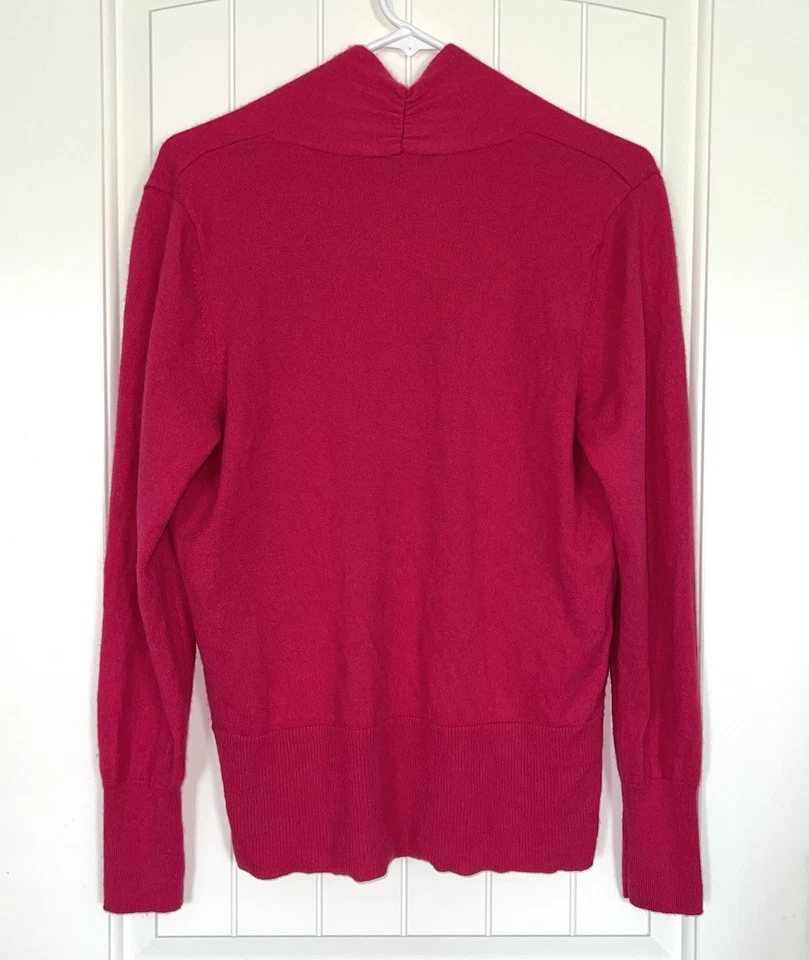 Suéter Boston Proper 100% Cachemira Rosa Fucsia Imitación Envoltura Cuello en V Grande L Foto 2 de 4