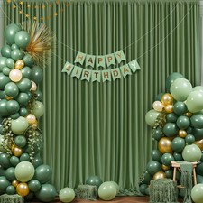 2 PCS Valley Dark Green Backdrop Curtains 5x10 Ft Panels Party Photography