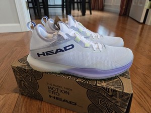 HEAD Motion Pro Padel White Purple  Women's Padel Shoes 9.5