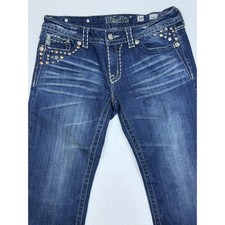 Miss Me Bootcut Jeans Women 30 Blue JE5141BR Dark Wash Studded Rhinestone Y2K