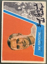 1963-64 Topps #61 Val Fonteyne IP Auto New York Rangers