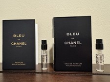 Two CHANEL Bleu de Chanel Parfum / EDP Pour Homme Sample Sprays 0.05 oz / 1.5 mL