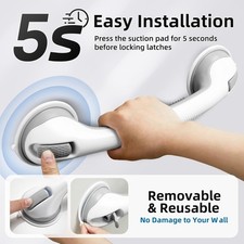 Strong Suction Shower Grab Bar 17inch, Bathroom Support Handle Elderly 2Pack 