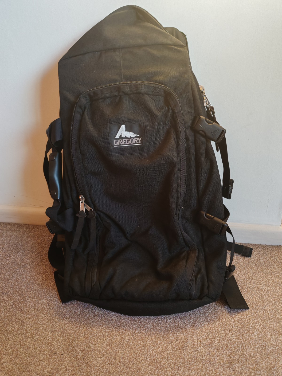 Mochila técnica Gregory grande negra mochila con correas acolchadas múltiples compartimentos