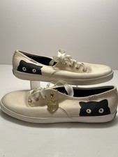Zapatilla deportiva Keds Taylor Swift SNEAKY CAT de lona crema talla 6 detalles dorados ¡NUEVA!