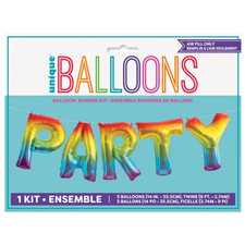 Rainbow PARTY Letter Balloon Banner Kit 14" Foil Air Fill Birthday Decoration
