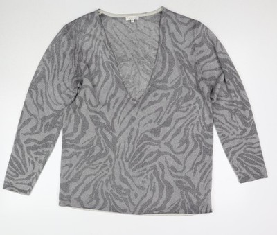 Lakeland Damen grau V-Ausschnitt Tiermotiv Wollpullover Pullover Größe 16