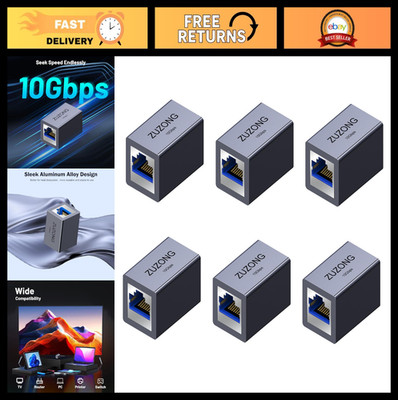 10GB RJ45 Ethernet Coupler, 10Gbps Inline Adapter for Cat5e/Cat6/Cat7/Cat8 - 6 P
