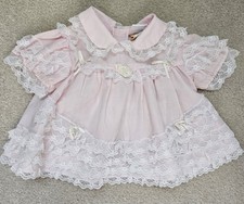 Vintage Mayfair Dress Baby 12 Months Pink Ruffels Lace Issues