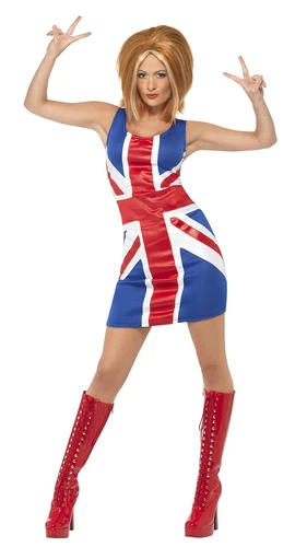 Smiffys Ginger Power, 90s Icon Costume, Union Jack (Size L) - Picture 1 of 5
