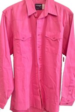 Vtg 90s Wrangler Brushpopper Shirt 16.5 35 L Hot Pink Neon Western Rodeo USA