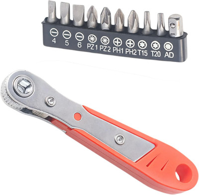 Rechter Winkel Magnet Schraubendreher Set - /4'' Mini Ratschenschlüssel mit 10 Bits - Re