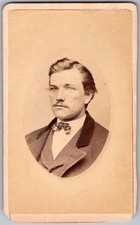 Antique CDV Circa 1870s Man with Mustache In Suit Unmarked