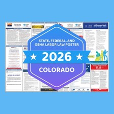 2026 Colorado State and Federal Labor Law Poster, All Mandatory Laminated Poster