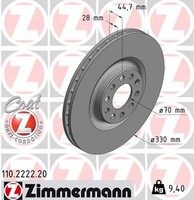 2X Bremsscheibe Coat Z Zimmermann 110.2222.20 FüR Alfa Giulia Stelvio 949 AXA2A
