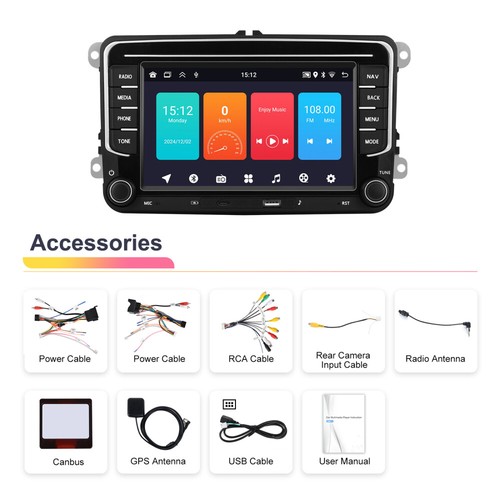 7" Autoradio Android 13 WiFi GPS Navi 2 DIN für VW GOLF 5 6 Passat Tiguan Touran - Bild 24 von 24