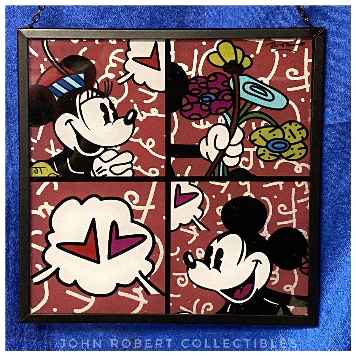 DISNEY ROMERO BRITTO Mickey & Minnie Mouse Glass Wall Hanger Sun