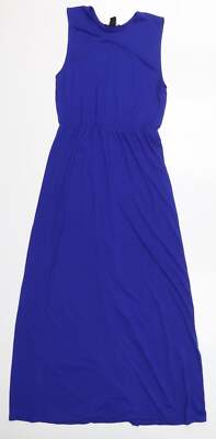 H&M Damen Maxi blau Polyestermischung Größe S