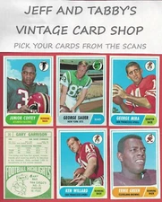 1968 TOPPS FOOTBALL / SEE DROP DOWN MENU FOR CARD YOU WILL RECEIVE.