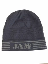 Jamont Men's Unisex Beanie JAM Cable Knit Blue W/Gray Stripe New With Out Tags