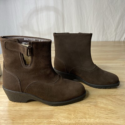 Made In Canada Shearling Lined Suede Leather Ankle Snow Boots