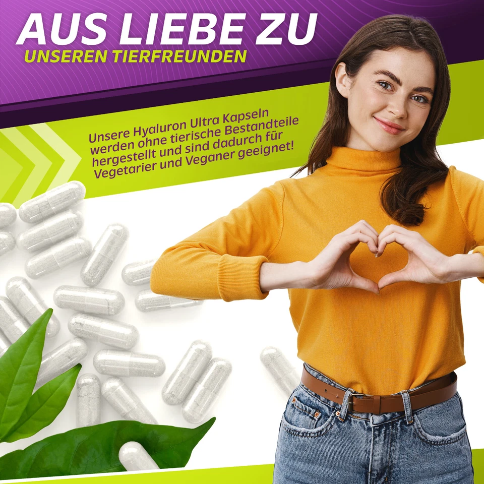 Vita2You Hyaluronsäure Ultra - 650mg - 90 Kapseln - Hochdosiert - ohne Zusätze - Bild 4 von 4