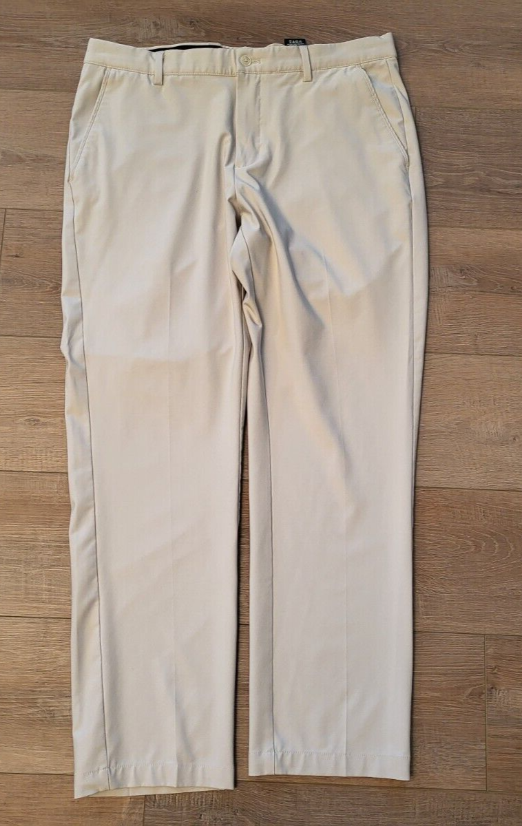 Greg Norman Flat Front Golf Stretch Pants School Work Khaki Beige Mens