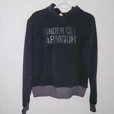 Under Armour Threadborne Hoodie Women's Size Medium Black Gray Trim Hooded