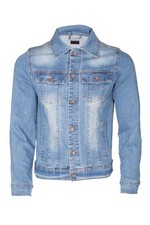 New Mens Denim Jacket Button Cotton Washed detail Trucker Jeans Jacket