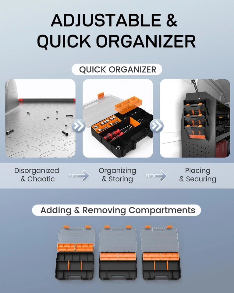 Estantería Van 32" W x 46" H x 13" D con bolsa colgante para Transit, GM, NV, Promaster Foto 4 de 4