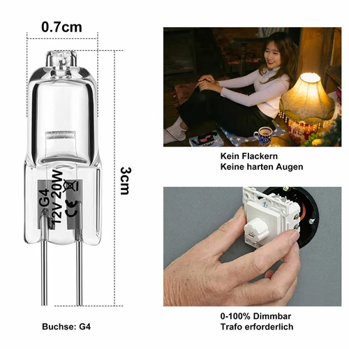 LED G4 Halogen-COB Lampen Warmweiß Stiftsockel Leuchtmittel Dimmbar 12V AC/DC - Bild 9 von 33