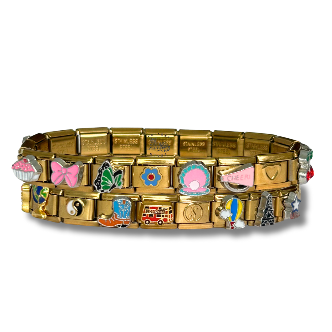 BUNDLE Traveler Coquette Italian Charm Bracelet Golden READY TO