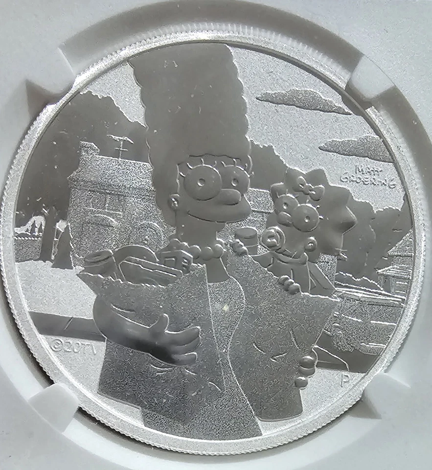 Monedas De Plata De Los Simpsons / Bart / La Familia / Marge & Maggie, NGC MS70 - Imagen 4 de 4