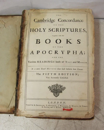 1720 Antique Bible related Cambridge Concordance 13 3/4" tall *restore or adore*