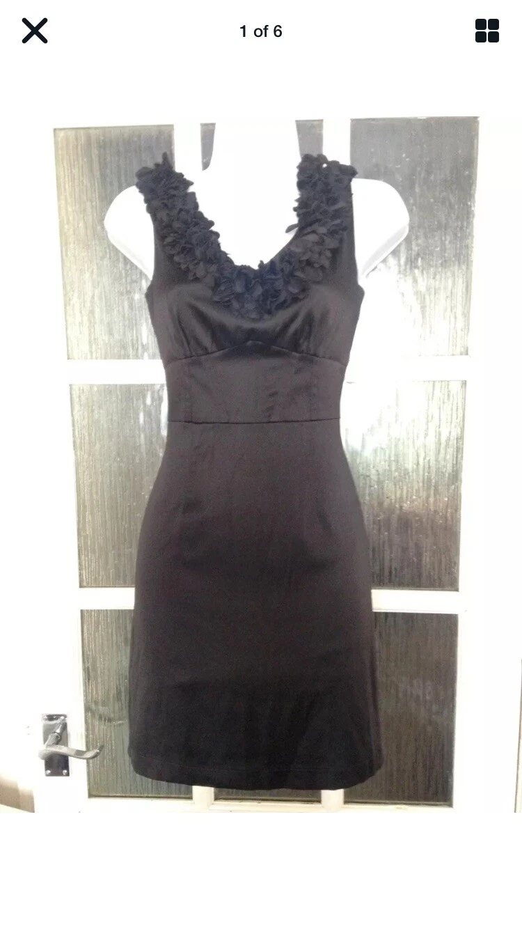 UNDERCOVER Secret Weekend Black Satin Dress Xs Size 6 VGC