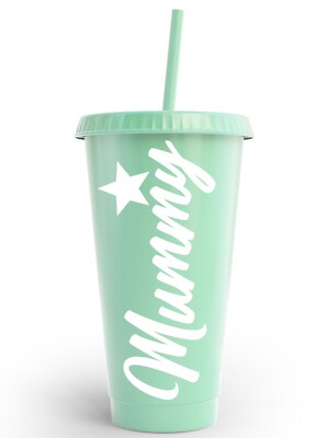 Personalisierter Stern Individueller Becher Deckel & Strohhalm, Personalisierter Becher Kaltbecher Wiederverwendbar