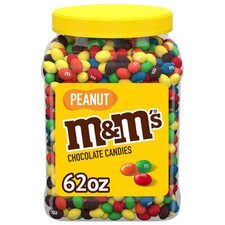 M M'S Peanut Milk Chocolate Candy Bulk Jar, 62 oz.