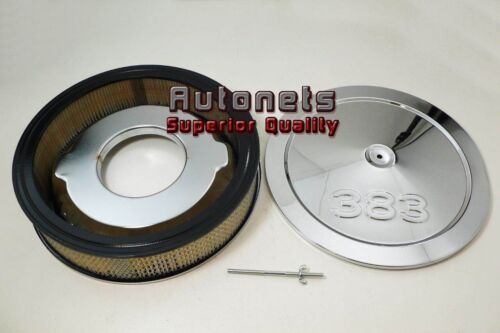 14" Small Block Chevy 383 Logo Chrome Air Cleaner Filter Recess Drop Base SBC - Foto 2 di 2